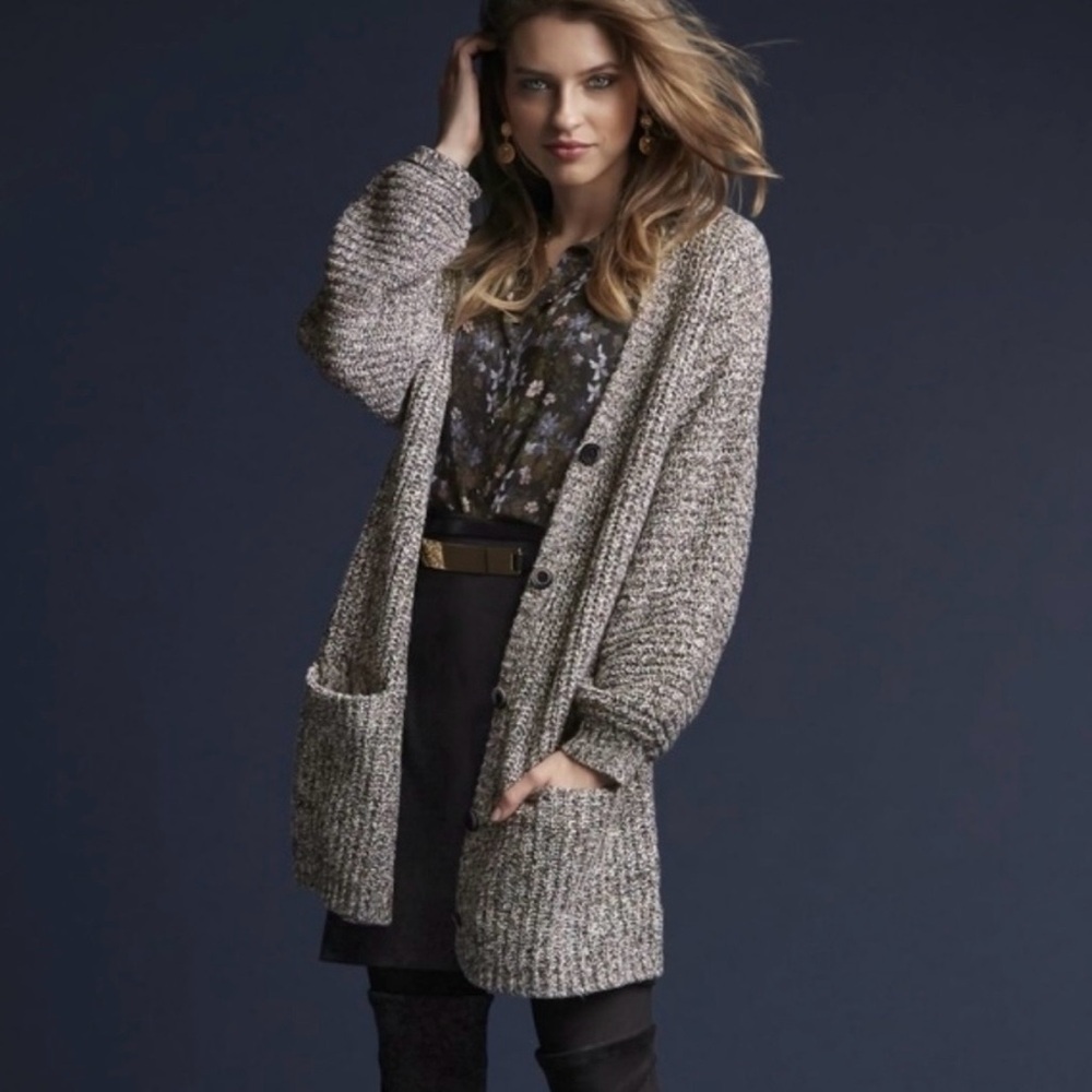 CAbi Gray Rainbow Cardigan Embrace Sweater Small Chunky Oversized Duster Long